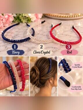 ✨ Sparkly Crystal Beaded Headband – Choose Your Favorite Color ✨